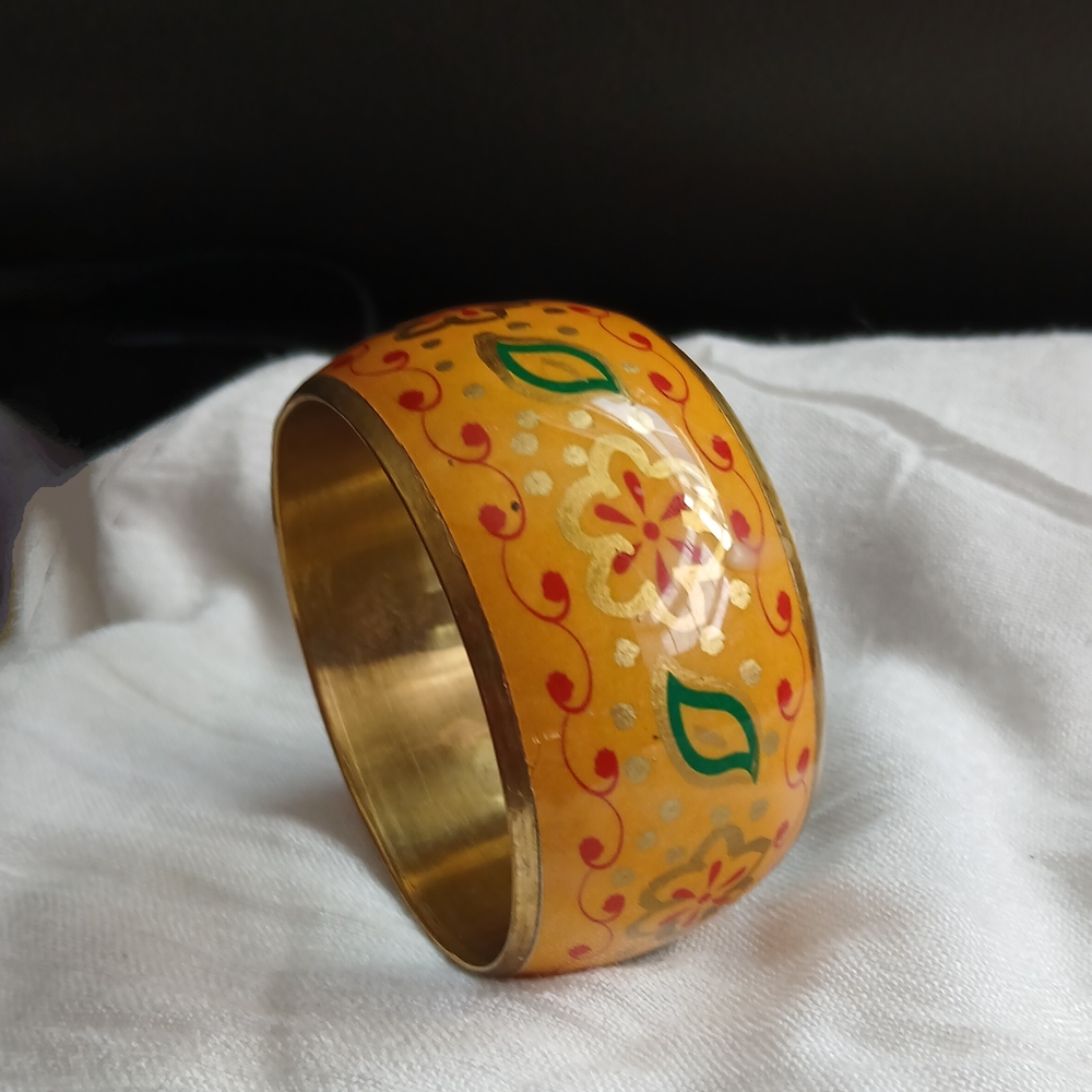 Floral Gold and Orange Bangle